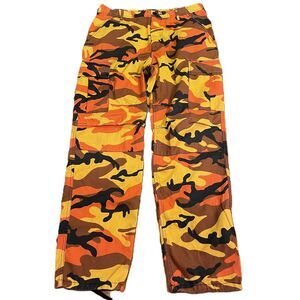 Rothco Camouflage BDU Cargo Pants Savage Orange Yellow Medium Y2K Camo 90s